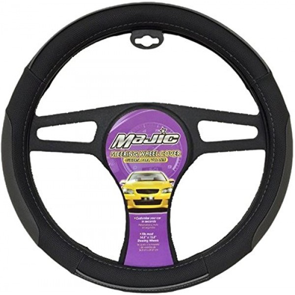 Majic 244 Black on Black Gold Grip Slip-On Steering Wheel Cover - 1 ea.