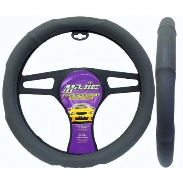 MAJ-256: CONTOUR STEERING WHEEL COVER - MEDIUM - GRAY - MAJIC PRODUCTS INC