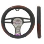 MAJ-363: ODORLESS WOOD GRAIN STEERING WHEEL COVER - BLACK/WOOD - MEDIUM - MAJIC PRODUCTS INC
