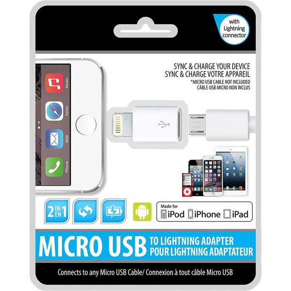 XMS8-0100-WHT: MICRO USB TO LIGHTING ADAPTER - XTREME CABLES