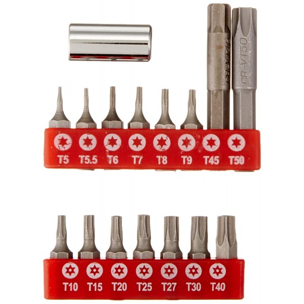 PP1416: 16 PIECE STAR BIT SET W/ ADAPTER - PROJECT PRO TOOL TABLE
